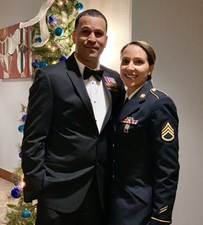 Tennille Robbs and her husband at the Army Ball