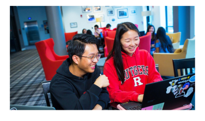 Rutgers students in library