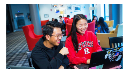 Rutgers students in library 