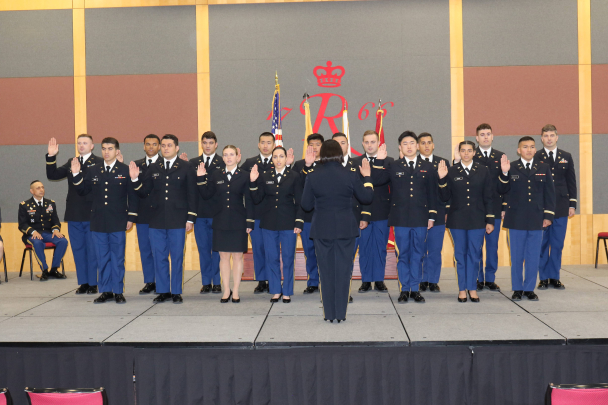 Brigadier General Lisa J. Hou delivering the oath of office