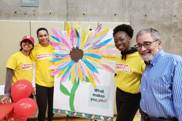 Chancellor Brian Strom visits Health Village on Rutgers Day