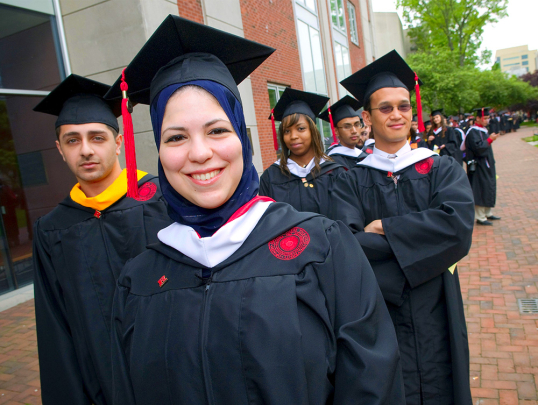 Rutgers Newark graduate in cap and gown
