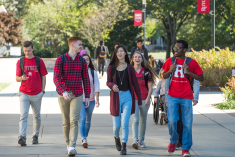 Students walk on campus