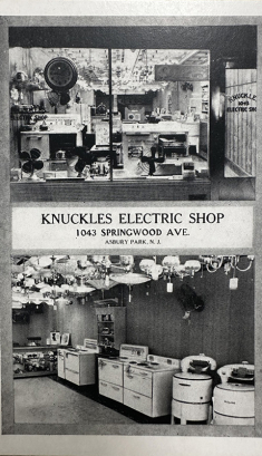 A postcard showing Knuckles Electric Shop which was one a number of thriving stores on Springwood Avenue in Asbury Park in the decades before 1970.