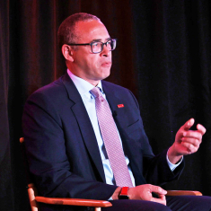 Jonathan Holloway, president of Rutgers, discusses the Academic Master Plan during a public forum Wednesday evening.