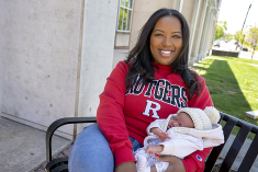 Tamiah Brevard-Rodriguez is the director of the Aresty undergraduate research center and Rutgers-New Brunswick Graduate School of Education student who defend her dissertation hours after delivering her son Enzo on March 25.
