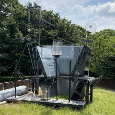 Check out The Miraculating Machine in the Garden on the northeast side of Mabel Smith Douglass Library.